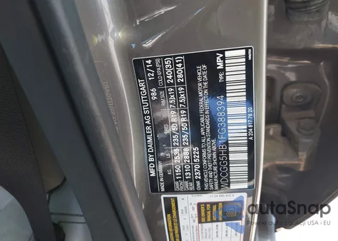 2015 Mercedes-Benz Glk 350 из США, поврежденный, VIN WDCGG5HB1FG388394